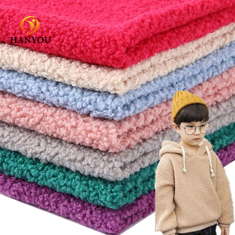 Hanyo Soild màu Teddy Sherpa Fleece Fabric cho trẻ em