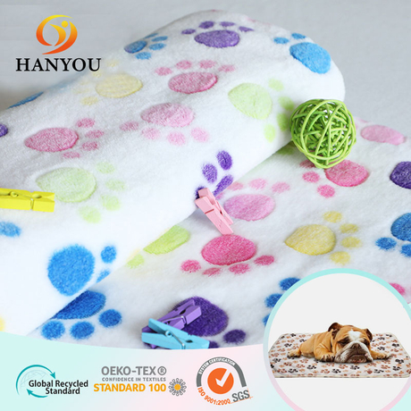 Hanyo lindo perro estampado de pata de franela tejido polar para manta
