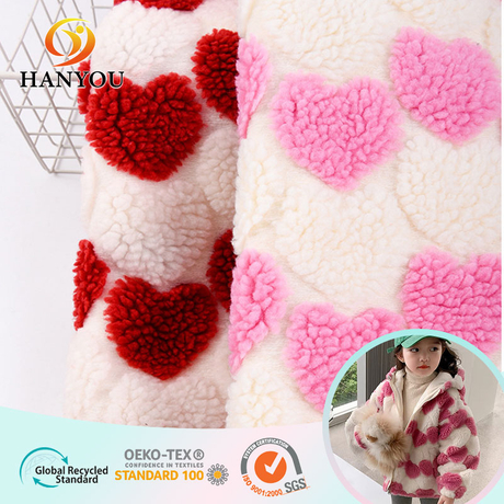 Hanyo Light Pink Love Imprimer un côté confortable Berpa Sherpa Tissu en molleton