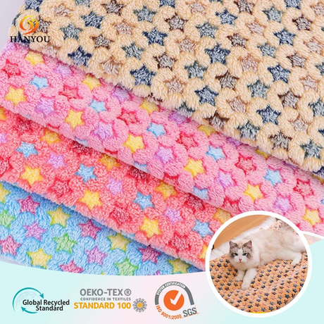 Hanyo Pink Star in vải lông cừu san hô mềm cho chăn
